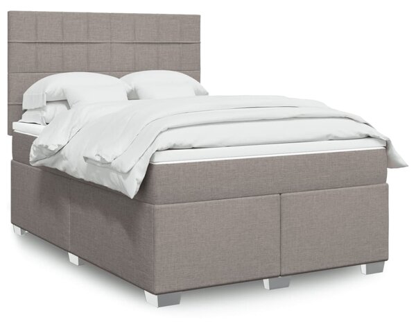 VidaXL Box spring postelja z vzmetnico taupe 140x190 cm blago