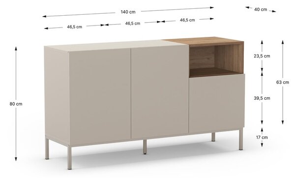 Kremno bela komoda 140x80 cm Cailin – Marckeric