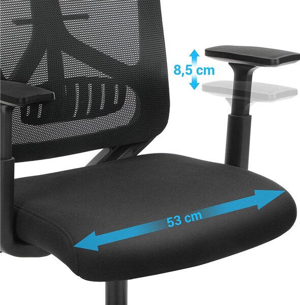 Pisarniški stol, ergonomski stol z ledveno oporo, črna | SONGMICS