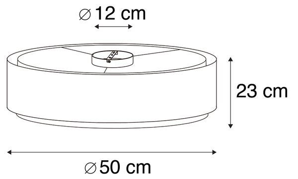 Sodobna stropna svetilka črna z belo 50 cm 3-luč - Drum Duo