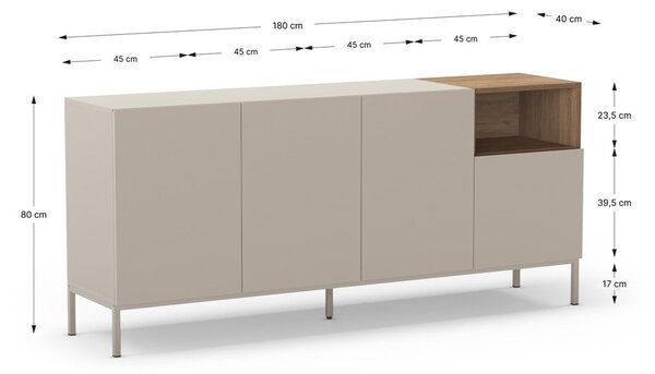 Kremno bela komoda 180x80 cm Cailin – Marckeric