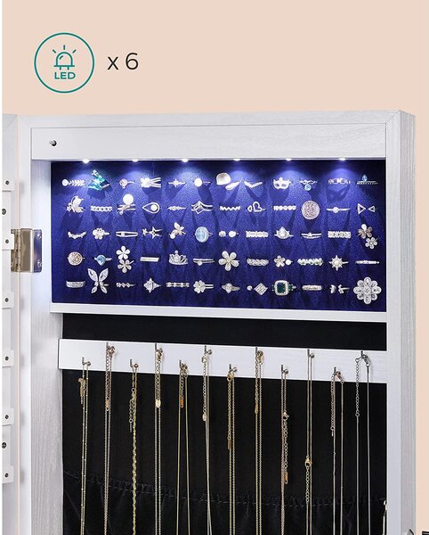 LED držalo za nakit lahko namestite na steno ali vrata 37 x 108 x 9,3 cm | SONGMICS