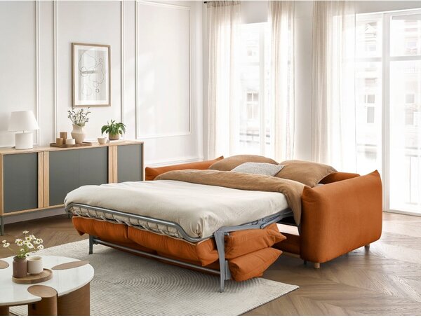 Oranžna raztegljiva sedežna garnitura 214 cm Ernest – Bobochic Paris