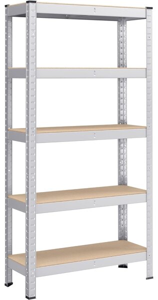 Kovinska polica na 5 nivojih, nosilnost 650 kg, 30 x 75 x 150 cm, srebrna | SONGMICS