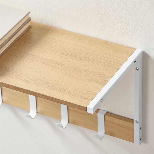 Set 2 stenskih polic, 50 x 24,2 x 26,5 cm, v barvi lesa in bele barve | VASAGLE