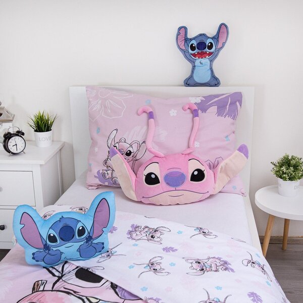 Otroška blazina iz flisa 41x32 cm Lilo and Stitch "Angel Pink" – Jerry Fabrics