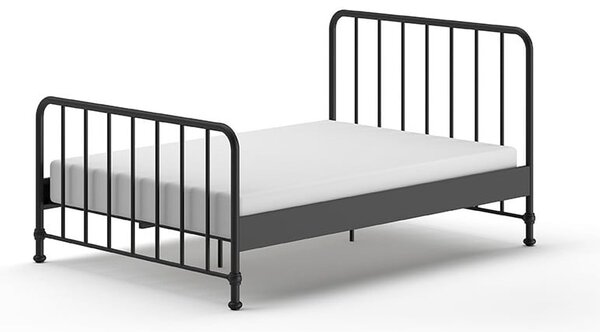 Črna kovinska postelja z letvenim dnom 140x200 cm BRONXX – Vipack