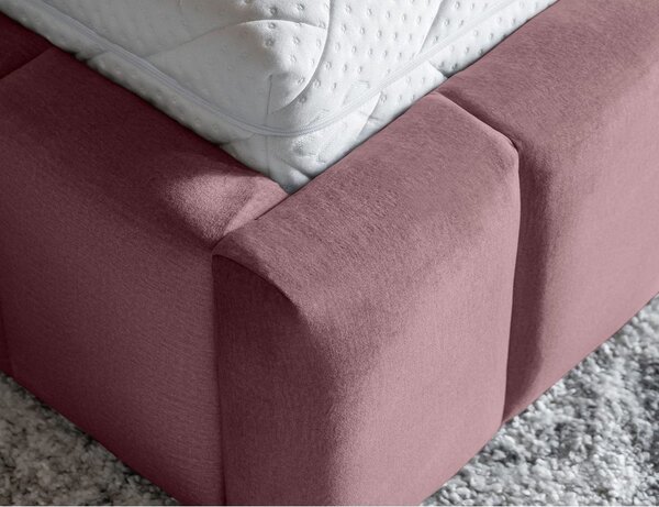 Rožnata oblazinjena zakonska postelja s prostorom za shranjevanje in z letvenim dnom 180x200 cm Lamica – ELTAP