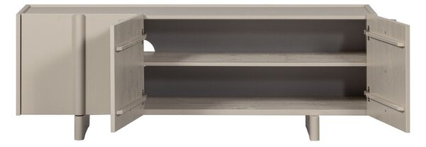 Svetlo siva TV omarica iz masivnega bora 152x53x46 cm Basu – WOOOD