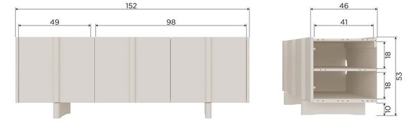 Svetlo siva TV omarica iz masivnega bora 152x53x46 cm Basu – WOOOD