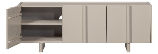 Svetlo siva TV omarica iz masivnega bora 152x53x46 cm Basu – WOOOD