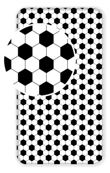 Črno-bela napenjalna enojna bombažna otroška rjuha 90x200 cm Football – Jerry Fabrics