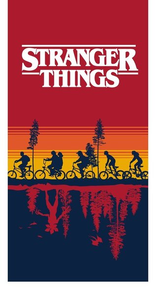 Rdeča bombažna otroška brisača 70x140 cm Stranger Things – Jerry Fabrics