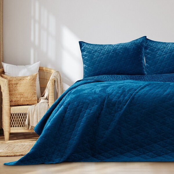 Modro posteljno pregrinjalo AmeliaHome Laila Royal, 220 x 240 cm