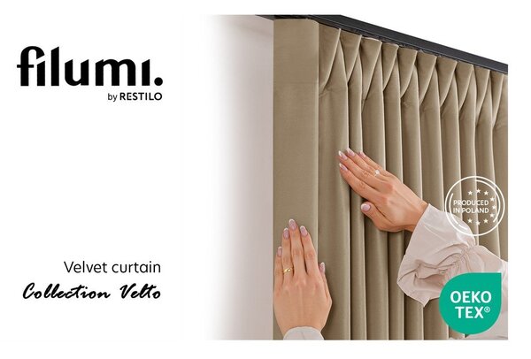 Bež žametna zavesa za delno zatemnitev 140x250 cm Velto – Filumi