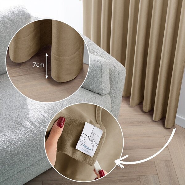 Bež žametna zavesa za delno zatemnitev 140x250 cm Velto – Filumi