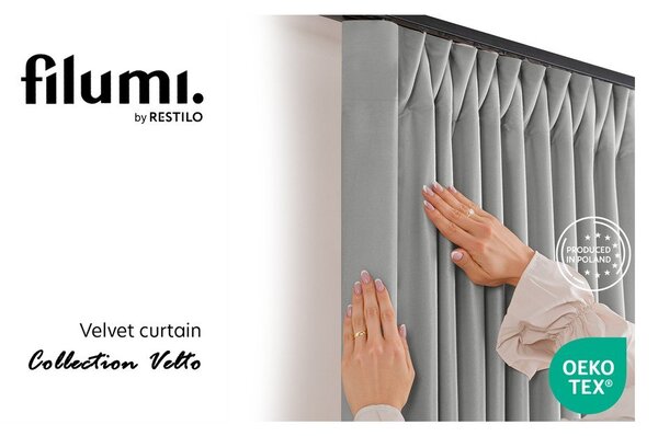 Siva žametna zavesa za delno zatemnitev 200x250 cm Velto – Filumi