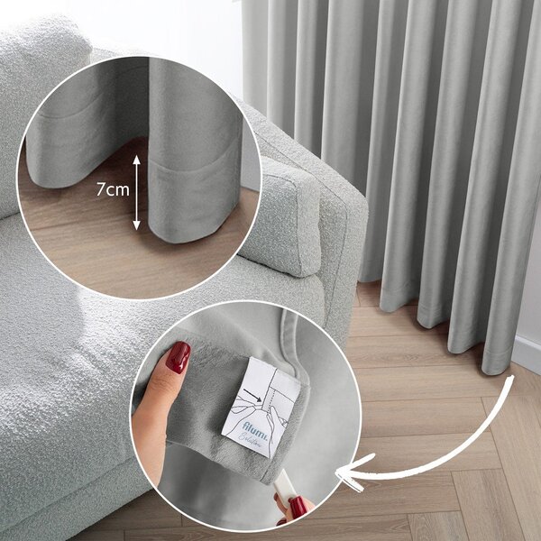 Siva žametna zavesa za delno zatemnitev 200x250 cm Velto – Filumi