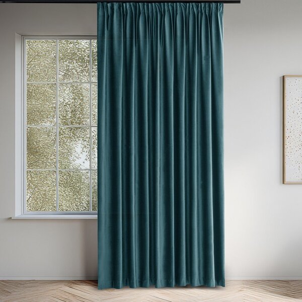 Modrozelena žametna zavesa za delno zatemnitev 200x250 cm Velto – Filumi