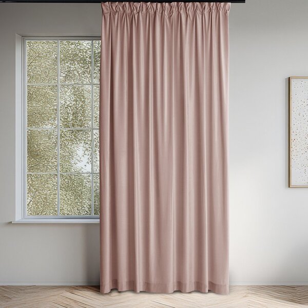 Svetlo rožnata žametna zavesa za delno zatemnitev 200x250 cm Velto – Filumi