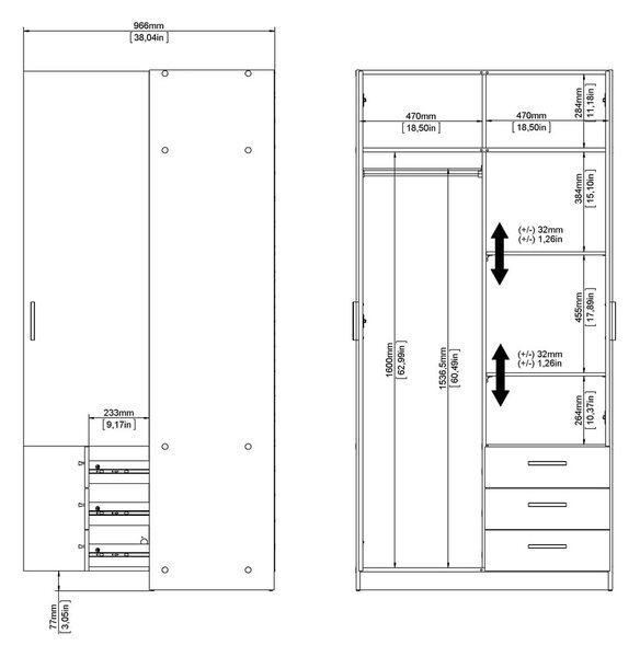 Garderobna omara v hrastovem dekorju v naravni barvi 99x200 cm Sprint – Tvilum