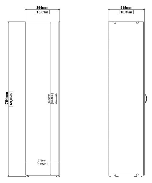 Bela garderobna omara 39x175 cm Space – Tvilum