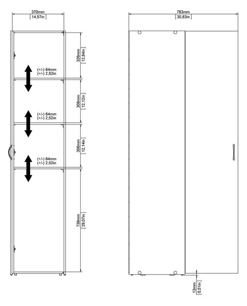 Bela garderobna omara 39x175 cm Space – Tvilum