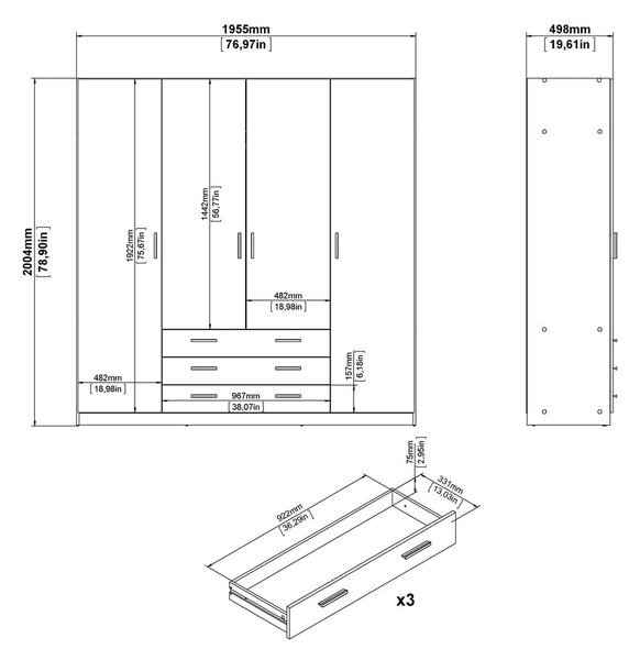 Garderobna omara v hrastovem dekorju v naravni barvi 196x200 cm Sprint – Tvilum