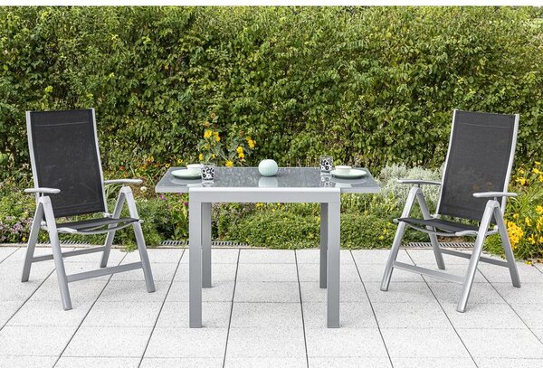 Gardenson Set Zložljivih Vrtnih Stolov Carrara, 2 Kos, Srebrna, Črna