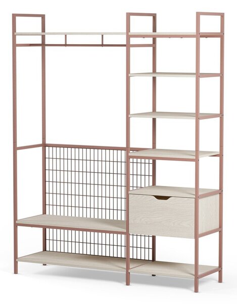 Odprta jeklena garderobna omara v barvi terakote 140x179,5x40 cm Amara – Marckeric