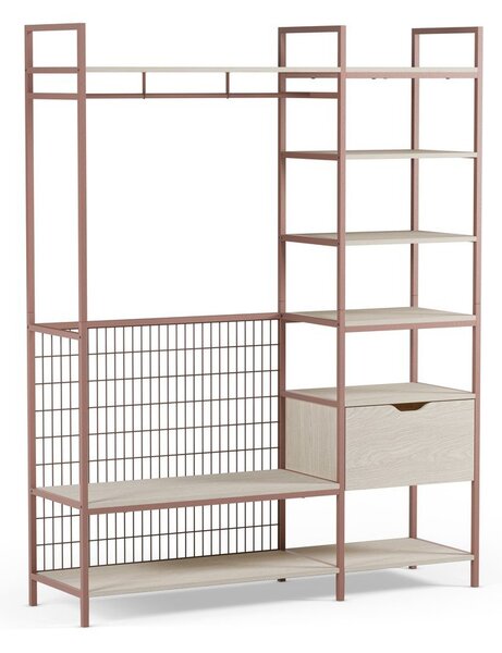Odprta jeklena garderobna omara v barvi terakote 140x179,5x40 cm Amara – Marckeric