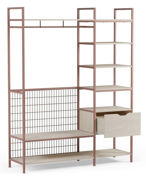 Odprta jeklena garderobna omara v barvi terakote 140x179,5x40 cm Amara – Marckeric