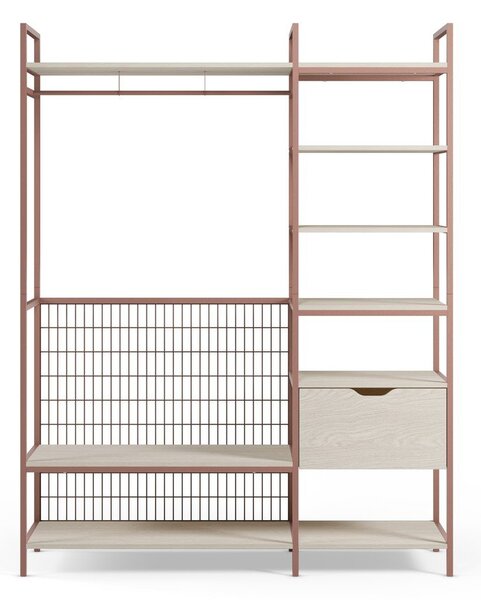 Odprta jeklena garderobna omara v barvi terakote 140x179,5x40 cm Amara – Marckeric