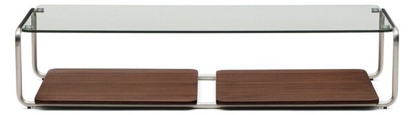 Temno rjava klubska mizica s stekleno mizno ploščo 60x140 cm Tarsel – Kave Home