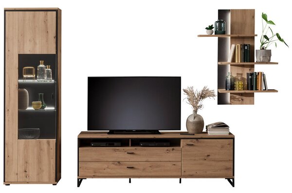 DNEVNI REGAL, antracit, barve hrasta