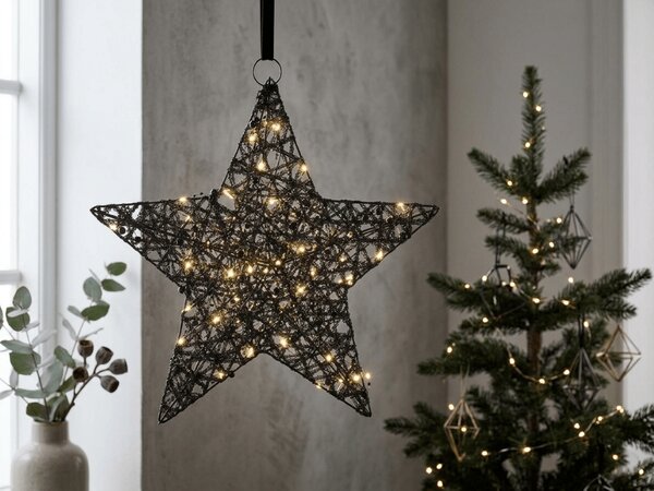 Božična dekoracija zvezda STARIELLE z LED osvetlitvijo 40 cm, črna