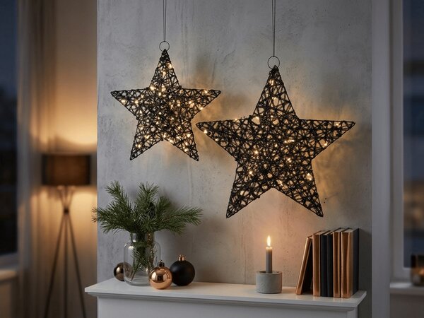 Božična dekoracija zvezda STARIELLE z LED osvetlitvijo 40 cm, črna