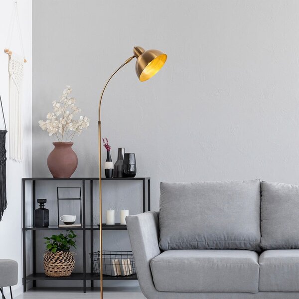 Medeninasta stoječa svetilka s kovinskim senčilom (višina 162 cm) Marzeo – Opviq lights
