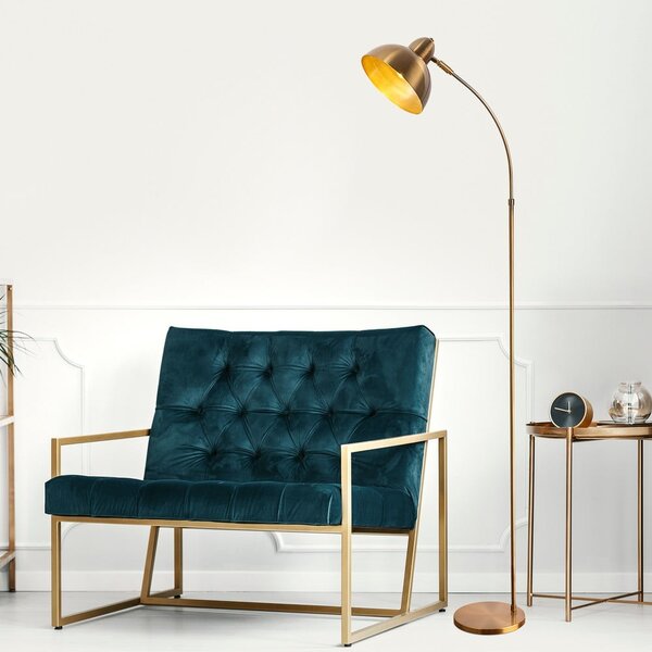 Medeninasta stoječa svetilka s kovinskim senčilom (višina 162 cm) Marzeo – Opviq lights