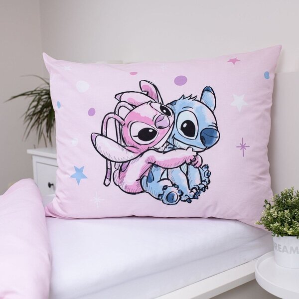 Rožnata enojna bombažna otroška posteljnina 140x200 cm Lilo a Stitch "Universe" – Jerry Fabrics