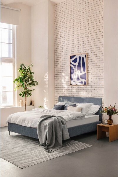 Modra oblazinjena zakonska postelja z letvenim dnom 180x200 cm Noira Slim – Bonami Selection