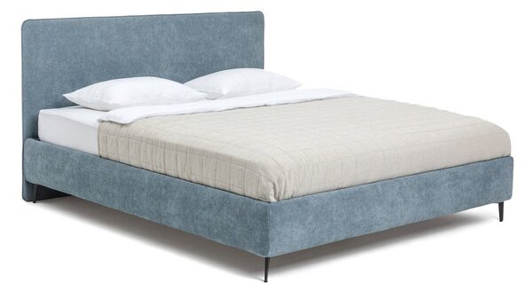 Modra oblazinjena zakonska postelja z letvenim dnom 180x200 cm Noira Slim – Bonami Selection