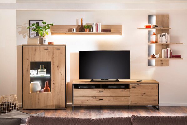 DNEVNI REGAL, antracit, barve hrasta