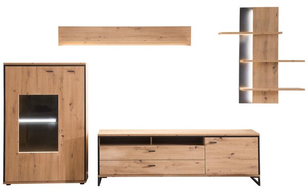 DNEVNI REGAL, antracit, barve hrasta
