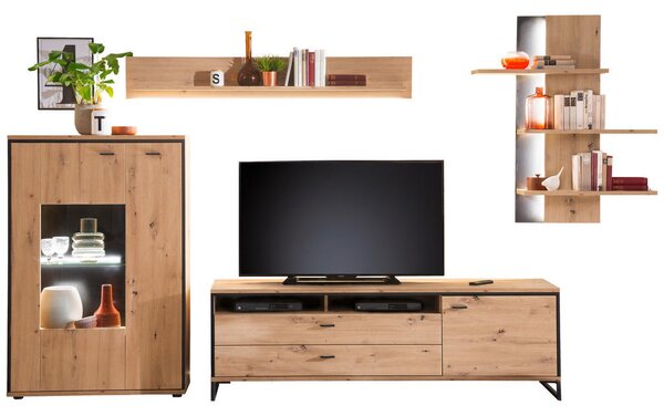 DNEVNI REGAL, antracit, barve hrasta