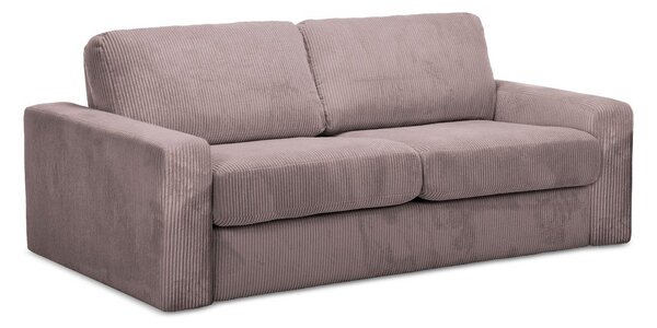 Prašno rožnata raztegljiva sedežna garnitura iz rebrastega žameta 195 cm Nona – Makamii