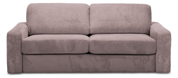 Prašno rožnata raztegljiva sedežna garnitura iz rebrastega žameta 195 cm Nona – Makamii