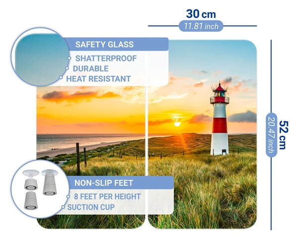 Plošča za štedilnik iz kaljenega stekla v kompletu 2 kos 52x30 cm Lighthouse - Maximex