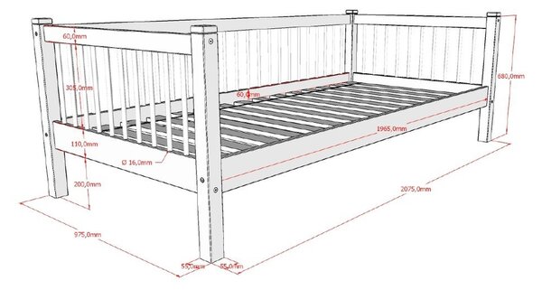 Otroška postelja iz masivnega hrasta 90x200 cm v naravni barvi Forrest – Vipack