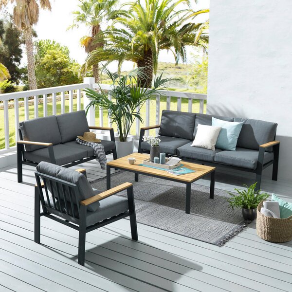 LOUNGE ZOFA tkanina les evkaliptusa masivno aluminij